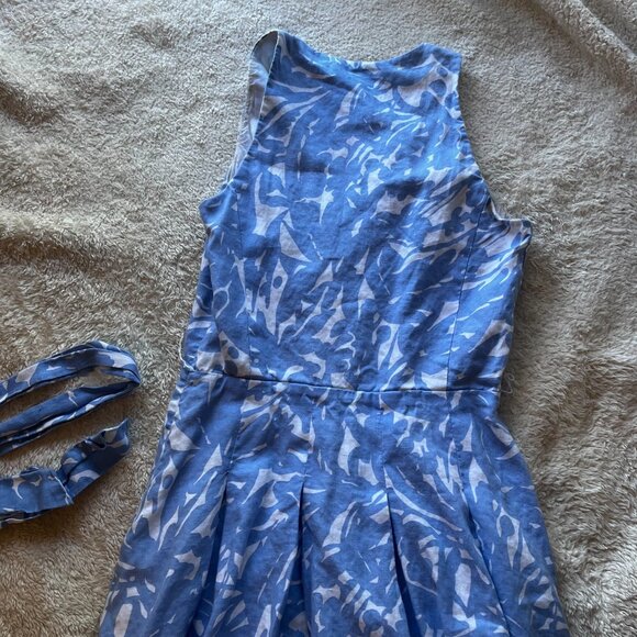 Ralph Lauren Linen Dress A Line Cut Blue and White Size 6 - Picture 2 of 6